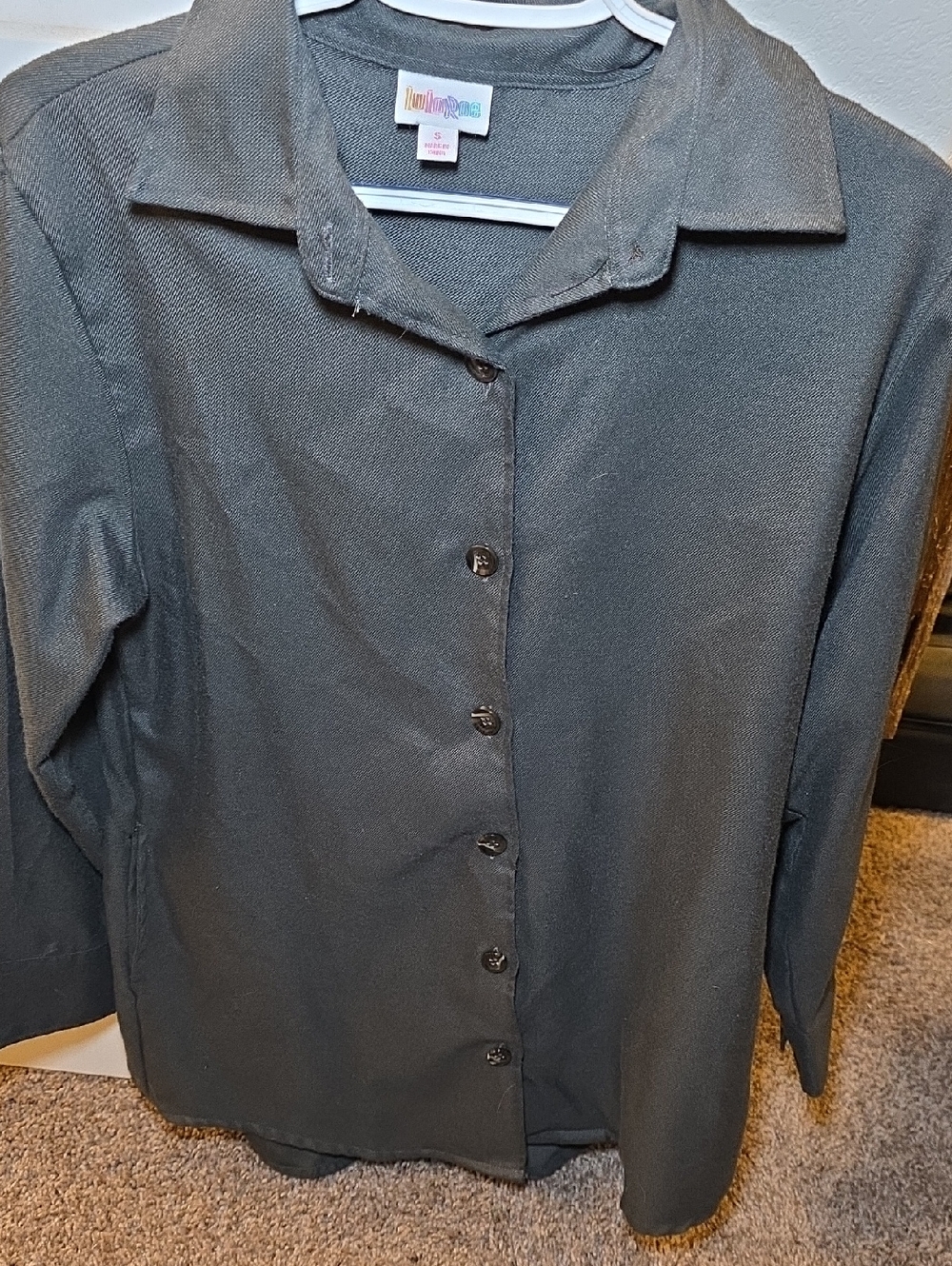 Black Button-Up Collared Shirt Jacket